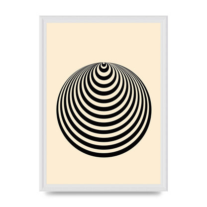 Optical Illusion Illustration Cone Cream Wall Art - A3 framed