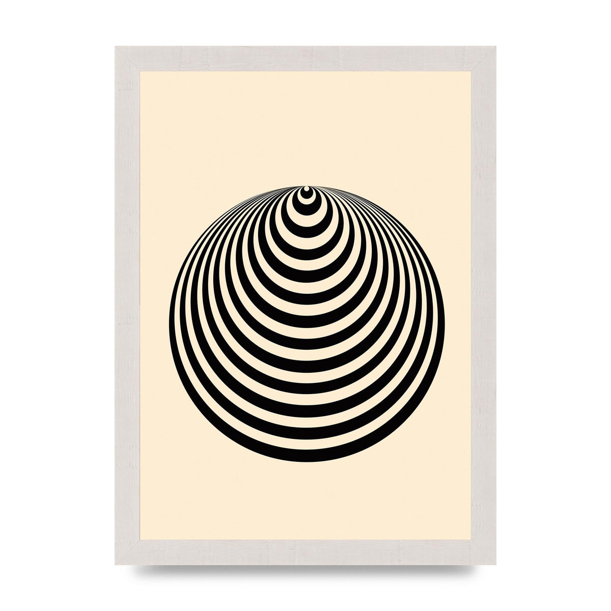 Optical Illusion Illustration Cone Cream Wall Art - A4 framed