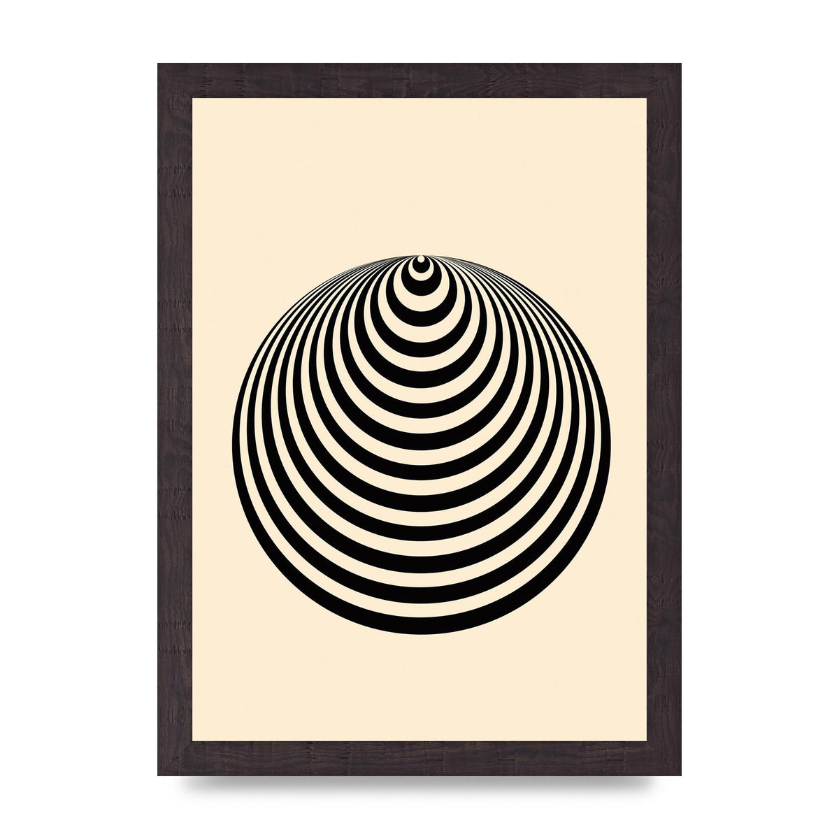 Optical Illusion Illustration Cone Cream Wall Art - A4 framed