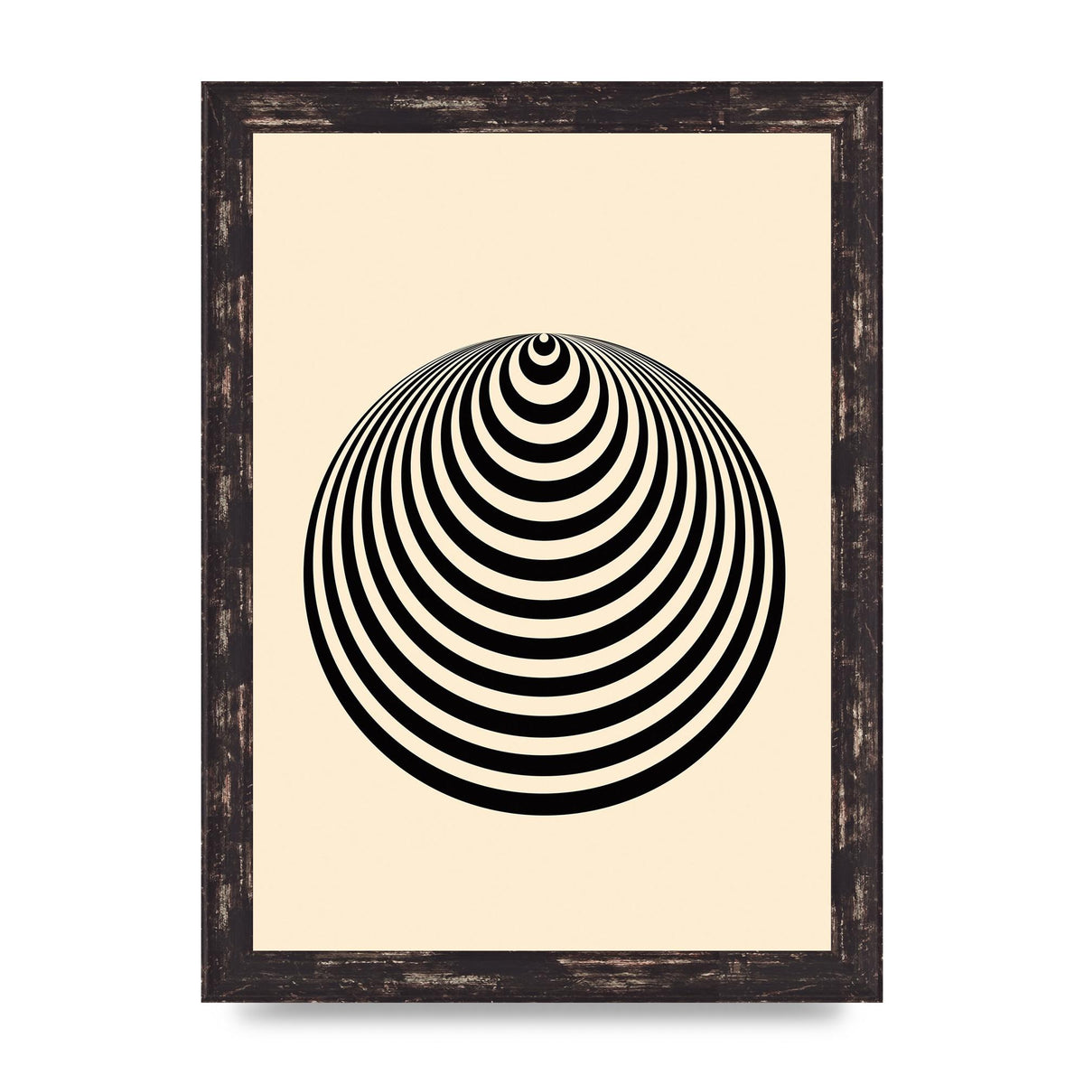 Optical Illusion Illustration Cone Cream Wall Art - A4 framed