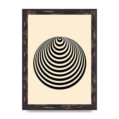 Optical Illusion Illustration Cone Cream Wall Art - A4 framed