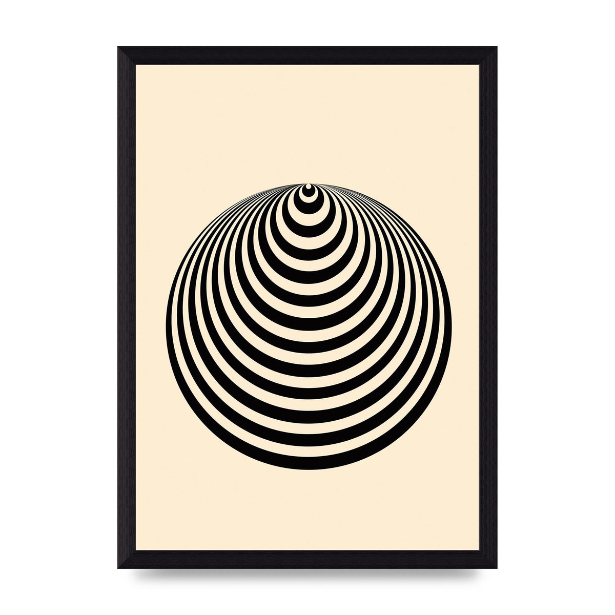 Optical Illusion Illustration Cone Cream Wall Art - A4 framed