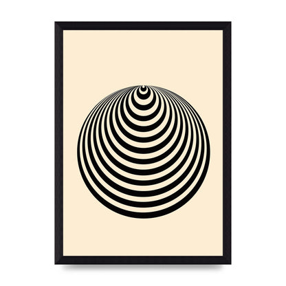 Optical Illusion Illustration Cone Cream Wall Art - A4 framed