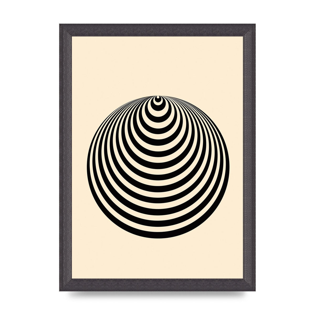 Optical Illusion Illustration Cone Cream Wall Art - A4 framed