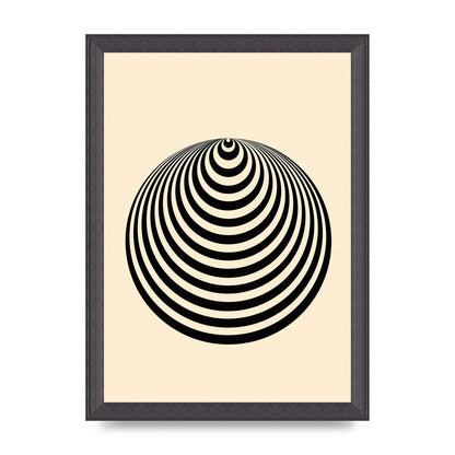 Optical Illusion Illustration Cone Cream Wall Art - A4 framed