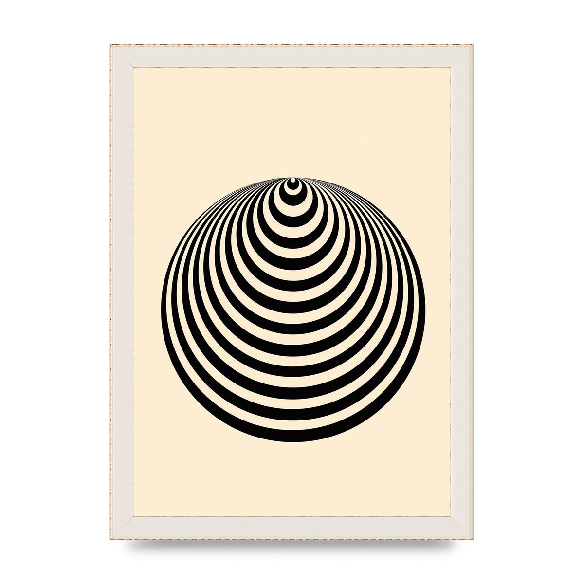 Optical Illusion Illustration Cone Cream Wall Art - A4 framed