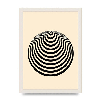 Optical Illusion Illustration Cone Cream Wall Art - A4 framed