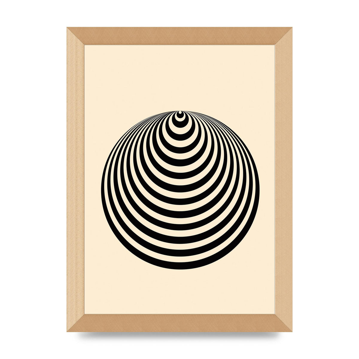 Optical Illusion Illustration Cone Cream Wall Art - A4 framed