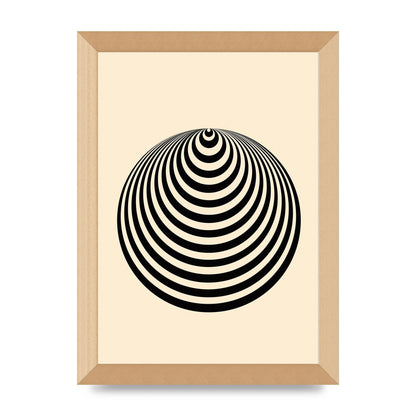 Optical Illusion Illustration Cone Cream Wall Art - A4 framed