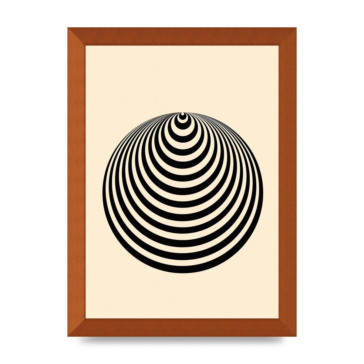 Optical Illusion Illustration Cone Cream Wall Art - A4 framed