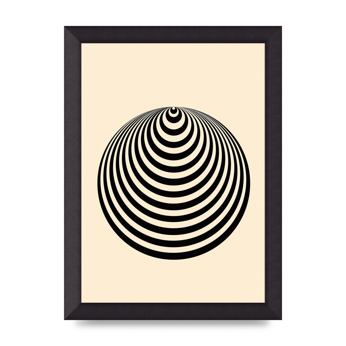 Optical Illusion Illustration Cone Cream Wall Art - A4 framed