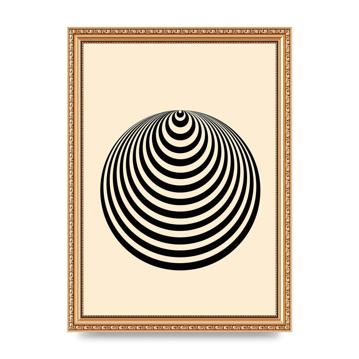 Optical Illusion Illustration Cone Cream Wall Art - A4 framed