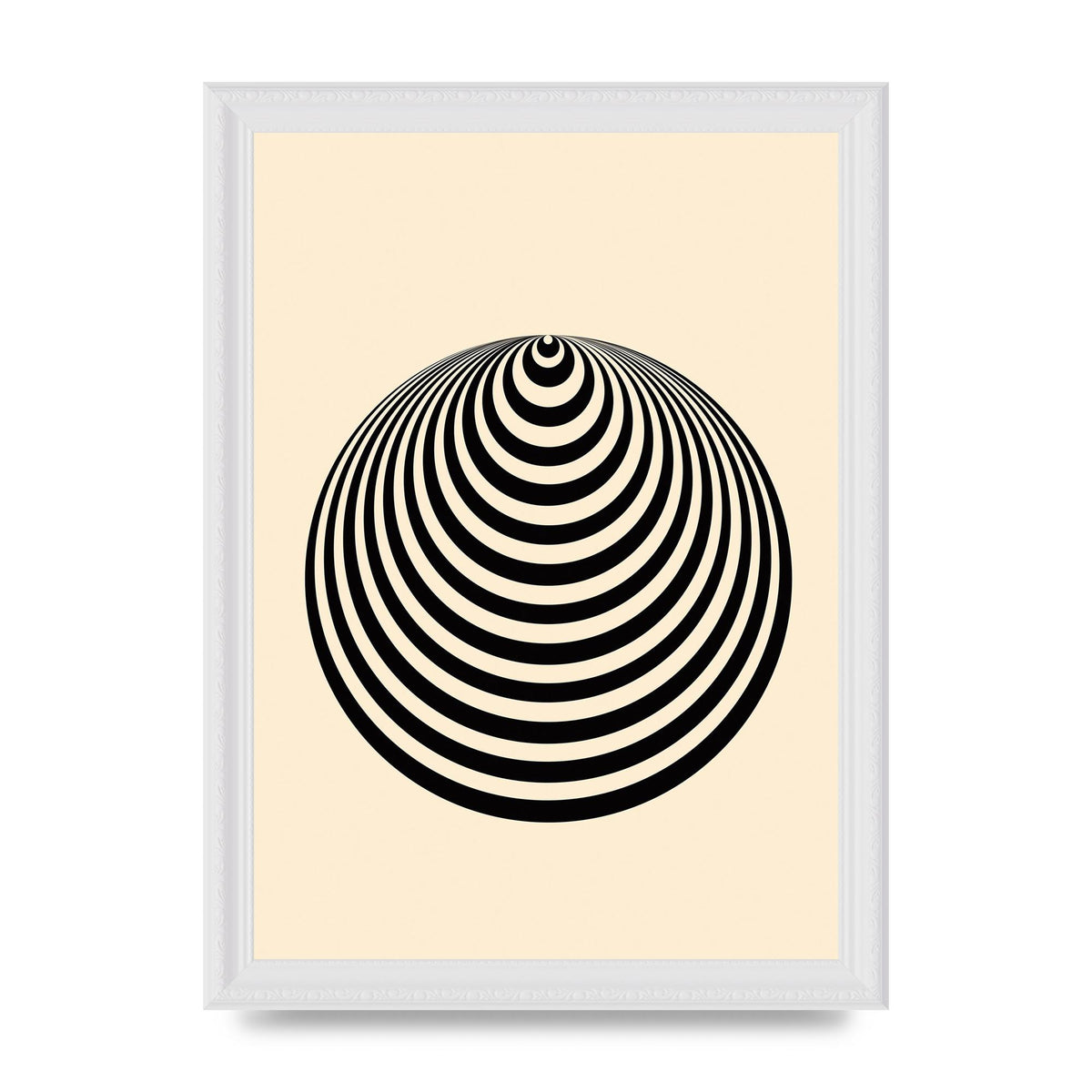 Optical Illusion Illustration Cone Cream Wall Art - A4 framed