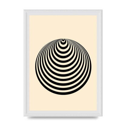 Optical Illusion Illustration Cone Cream Wall Art - A4 framed