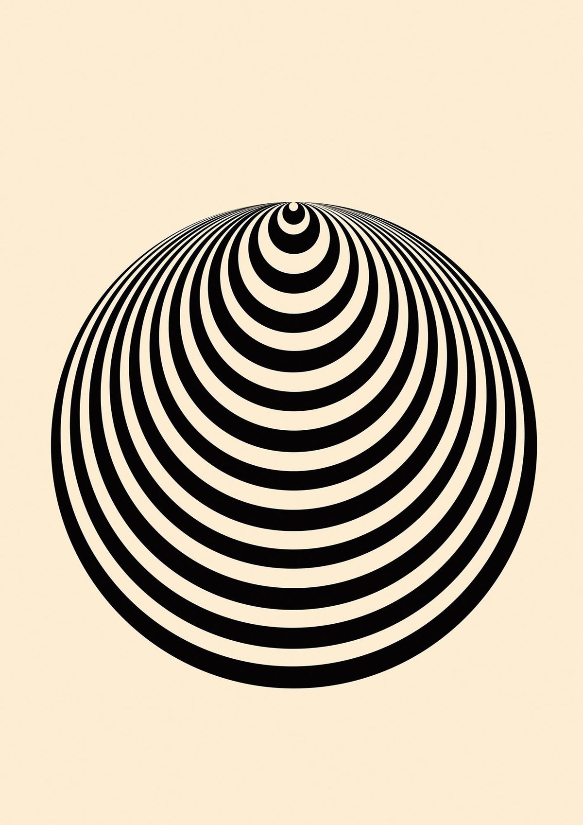 Optical Illusion Illustration Cone Cream Wall Art - detail