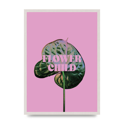 Flower Child Pink Leaf" Wall Art - A2 framed