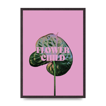 Flower Child Pink Leaf" Wall Art - A2 framed
