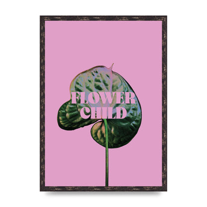 Flower Child Pink Leaf" Wall Art - A2 framed