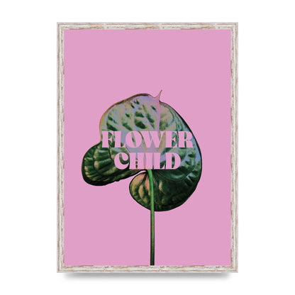 Flower Child Pink Leaf" Wall Art - A2 framed