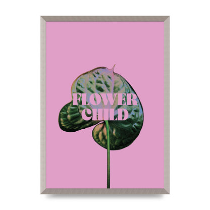 Flower Child Pink Leaf" Wall Art - A2 framed