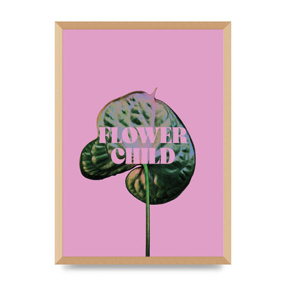Flower Child Pink Leaf" Wall Art - A2 framed