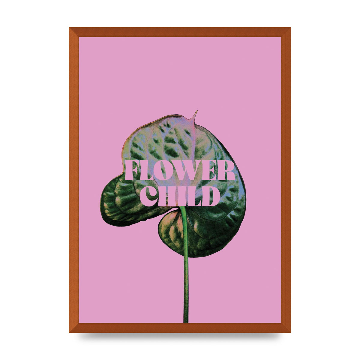 Flower Child Pink Leaf" Wall Art - A2 framed