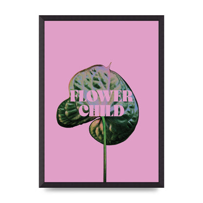 Flower Child Pink Leaf" Wall Art - A2 framed