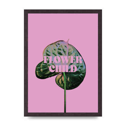 Flower Child Pink Leaf" Wall Art - A3 framed
