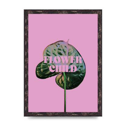 Flower Child Pink Leaf" Wall Art - A3 framed
