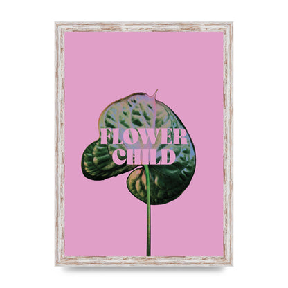 Flower Child Pink Leaf" Wall Art - A3 framed