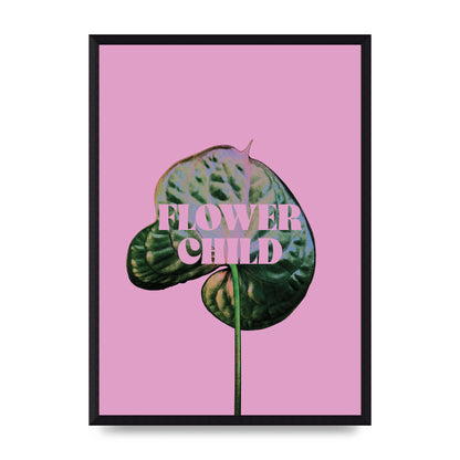 Flower Child Pink Leaf" Wall Art - A3 framed