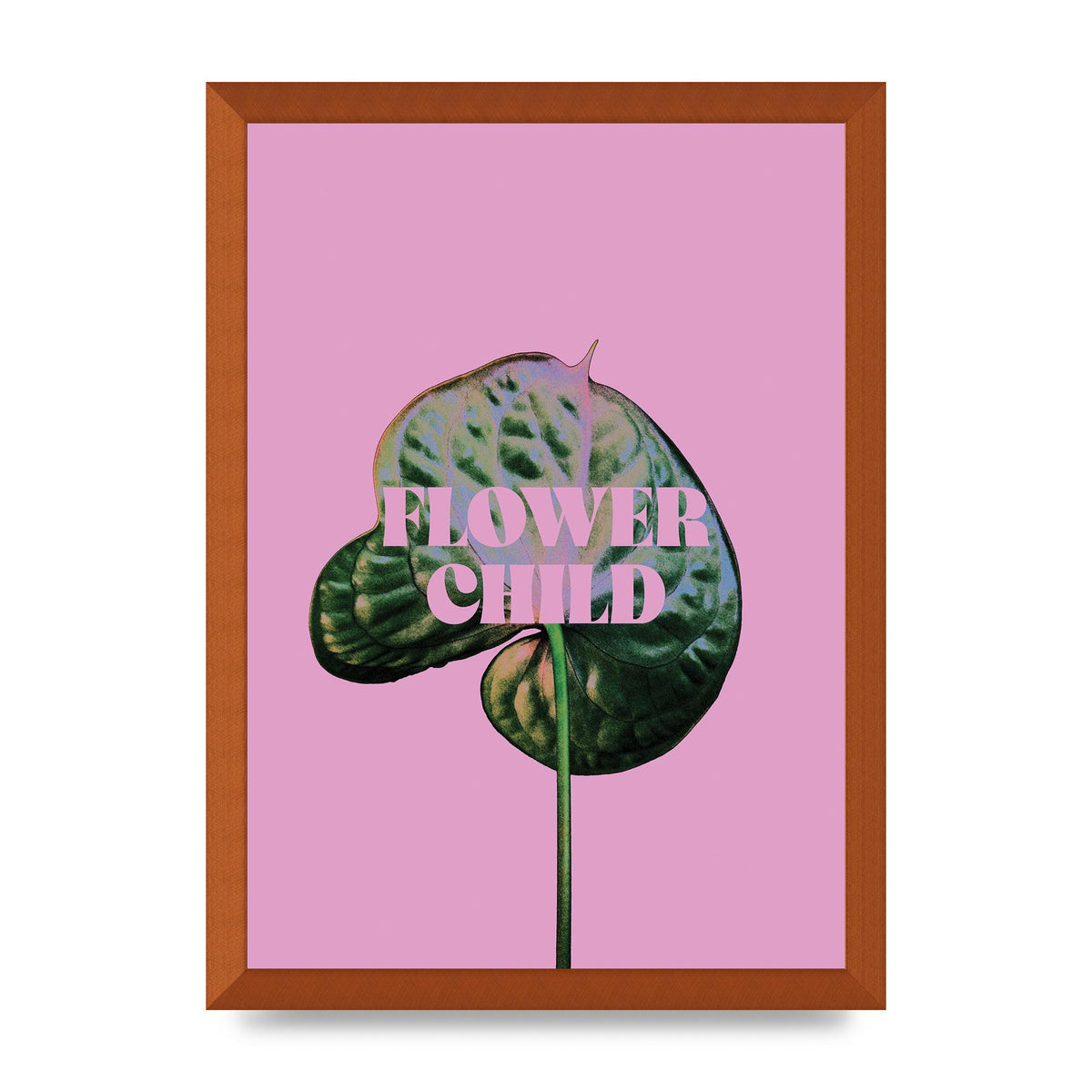 Flower Child Pink Leaf" Wall Art - A3 framed
