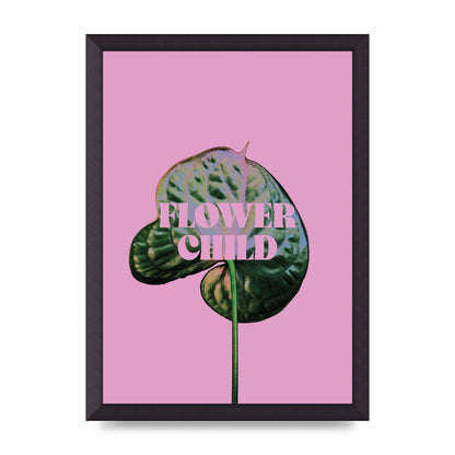 Flower Child Pink Leaf" Wall Art - A3 framed