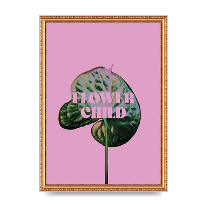 Flower Child Pink Leaf" Wall Art - A3 framed