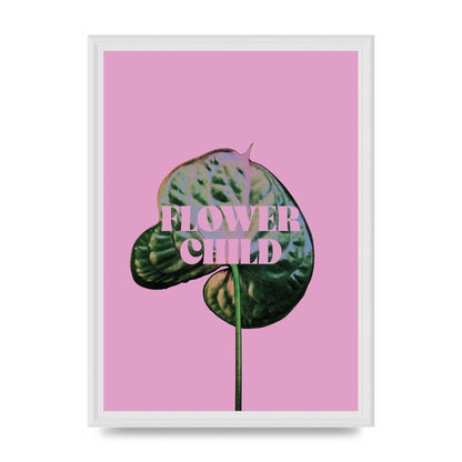 Flower Child Pink Leaf" Wall Art - A3 framed