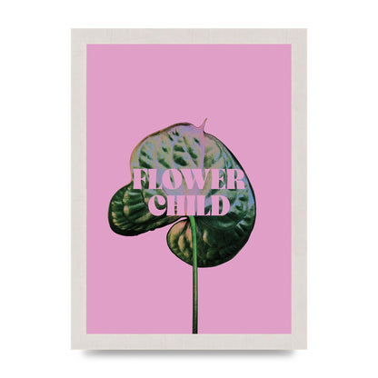 Flower Child Pink Leaf" Wall Art - A4 framed