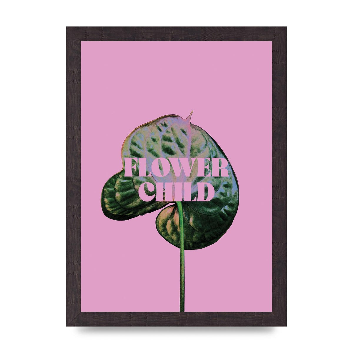 Flower Child Pink Leaf" Wall Art - A4 framed