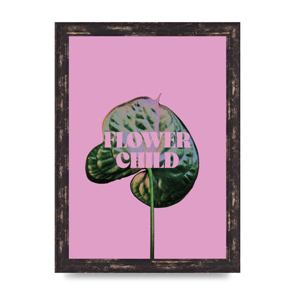 Flower Child Pink Leaf" Wall Art - A4 framed