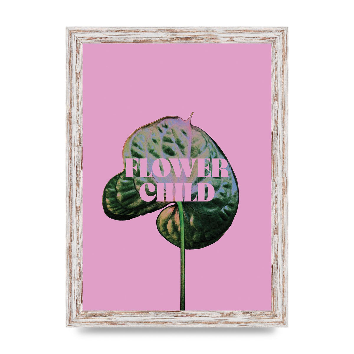 Flower Child Pink Leaf" Wall Art - A4 framed