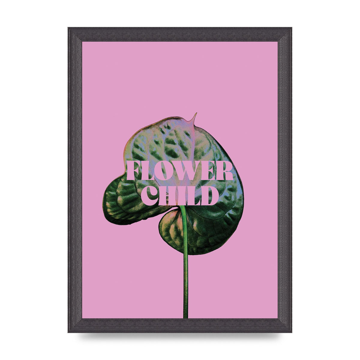Flower Child Pink Leaf" Wall Art - A4 framed