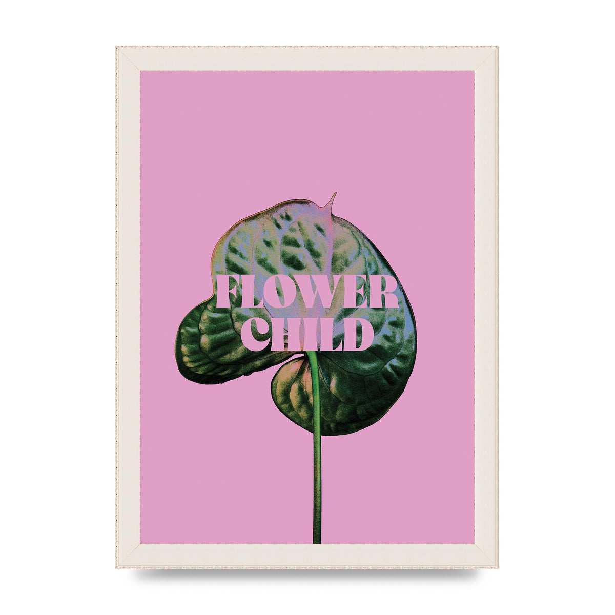 Flower Child Pink Leaf" Wall Art - A4 framed