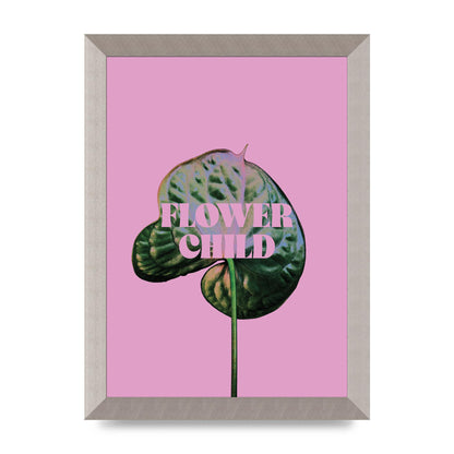 Flower Child Pink Leaf" Wall Art - A4 framed