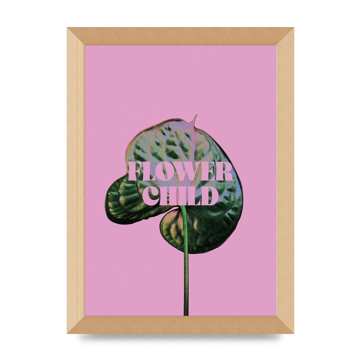 Flower Child Pink Leaf" Wall Art - A4 framed