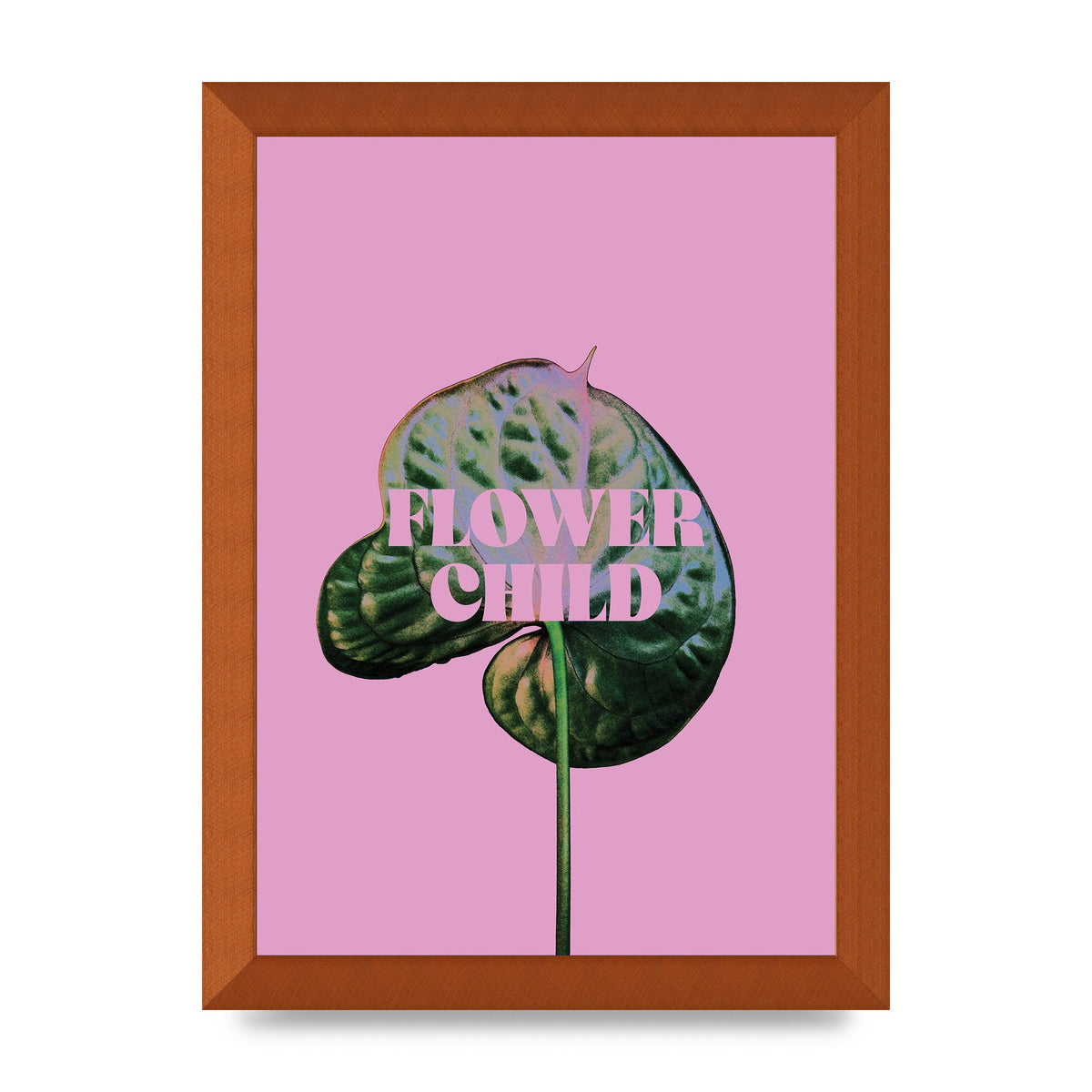 Flower Child Pink Leaf" Wall Art - A4 framed