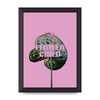 Flower Child Pink Leaf" Wall Art - A4 framed
