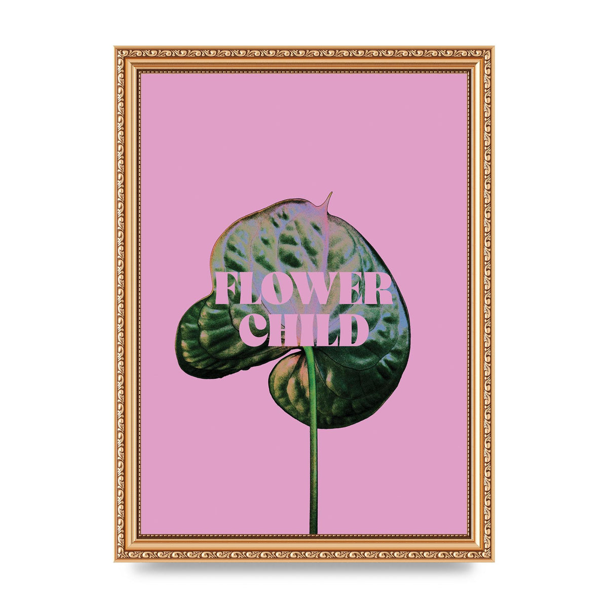 Flower Child Pink Leaf" Wall Art - A4 framed