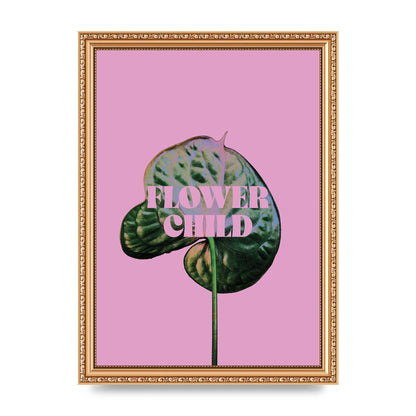 Flower Child Pink Leaf" Wall Art - A4 framed
