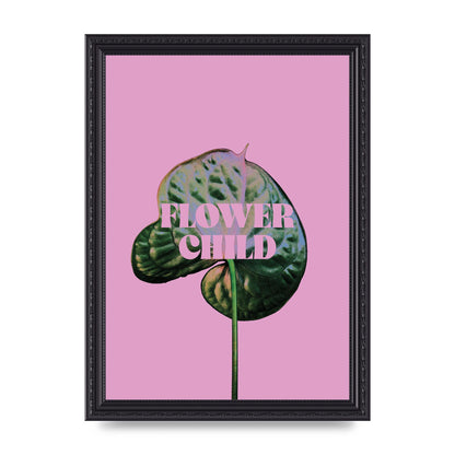 Flower Child Pink Leaf" Wall Art - A4 framed