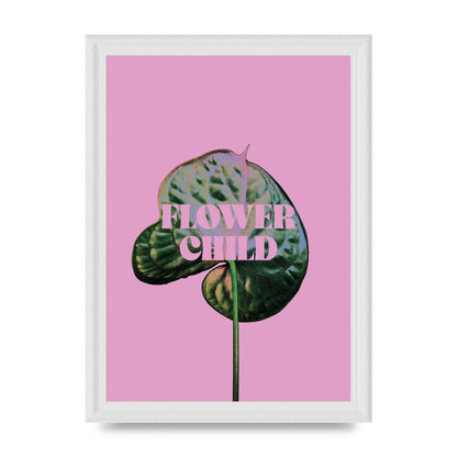 Flower Child Pink Leaf" Wall Art - A4 framed