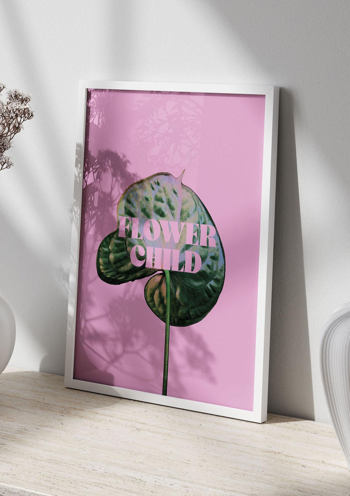 Flower Child Pink Leaf" Wall Art - living room 2